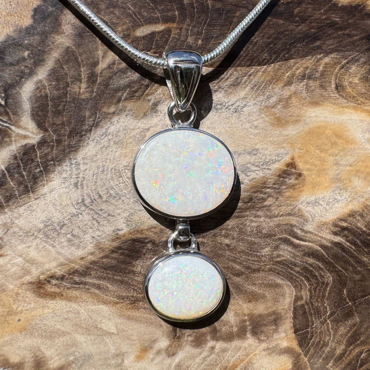 4.9ct Coober Pedy Opal Pendant Necklace ~ 'Kununurra Firelight' | 925 Sterling Silver | Solid Australian Opal