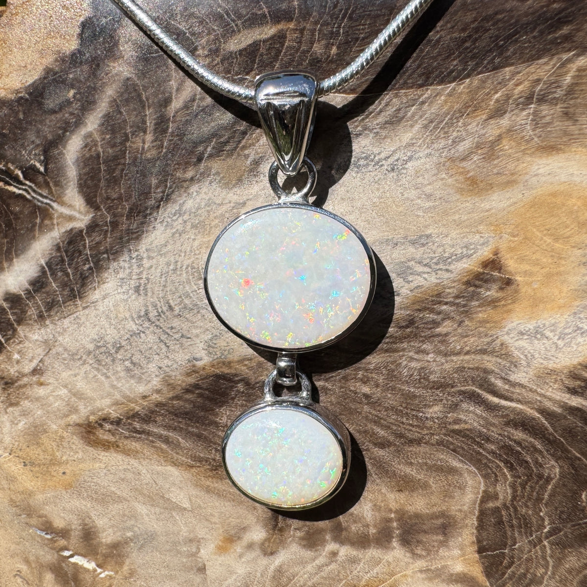 4.9ct Coober Pedy Opal Pendant Necklace ~ 'Kununurra Firelight' | 925 Sterling Silver | Solid Australian Opal