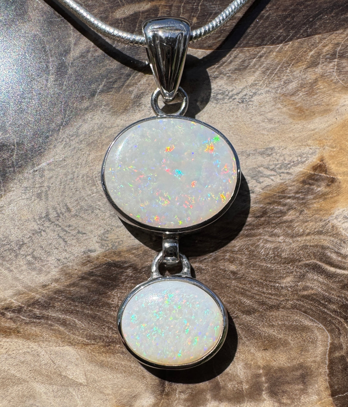 4.9ct Coober Pedy Opal Pendant Necklace ~ 'Kununurra Firelight' | 925 Sterling Silver | Solid Australian Opal