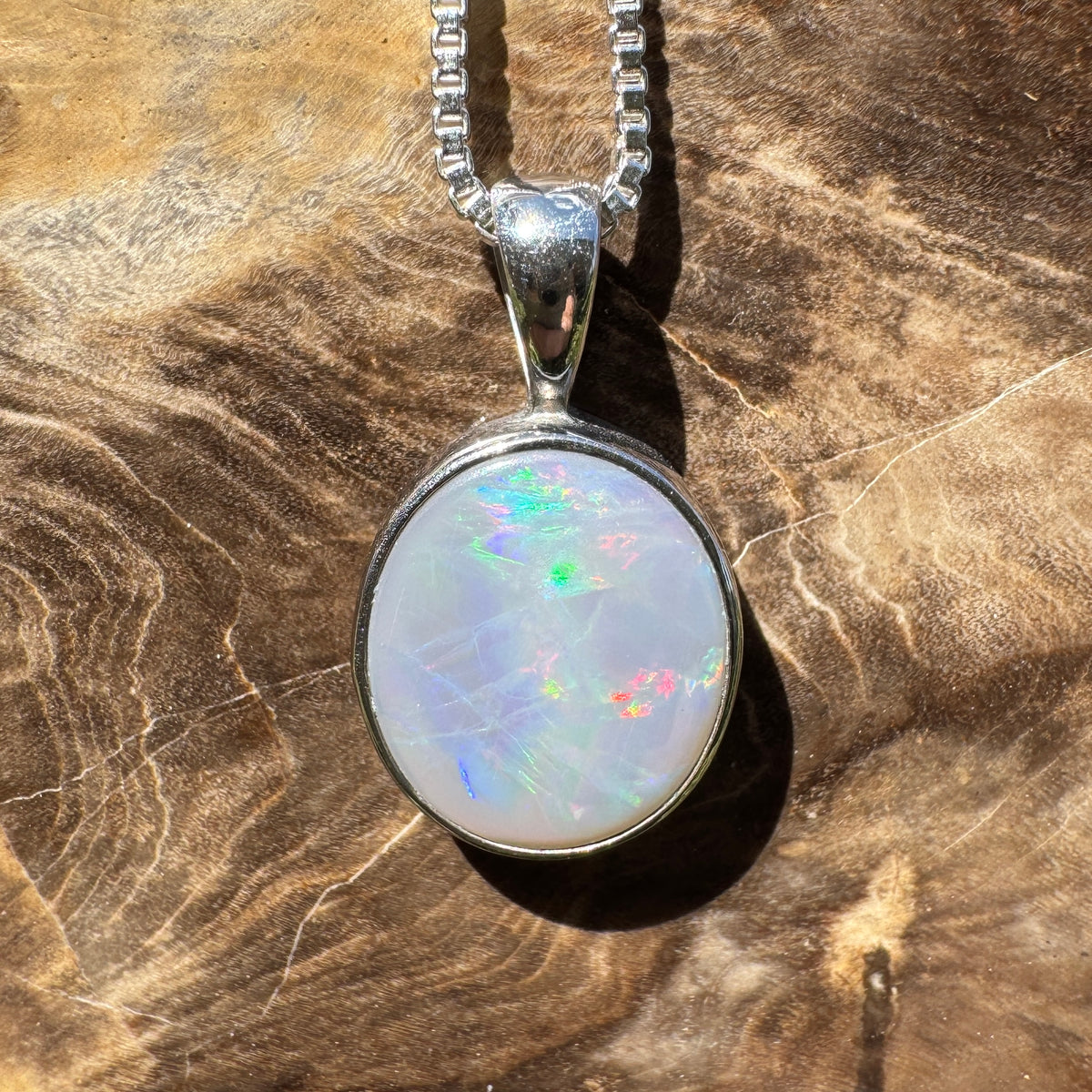 2.5ct Lightning Ridge Semi Black Opal Pendant Necklace ~ 'Angledool Ember' | 925 Sterling Silver | Solid Australian Opal