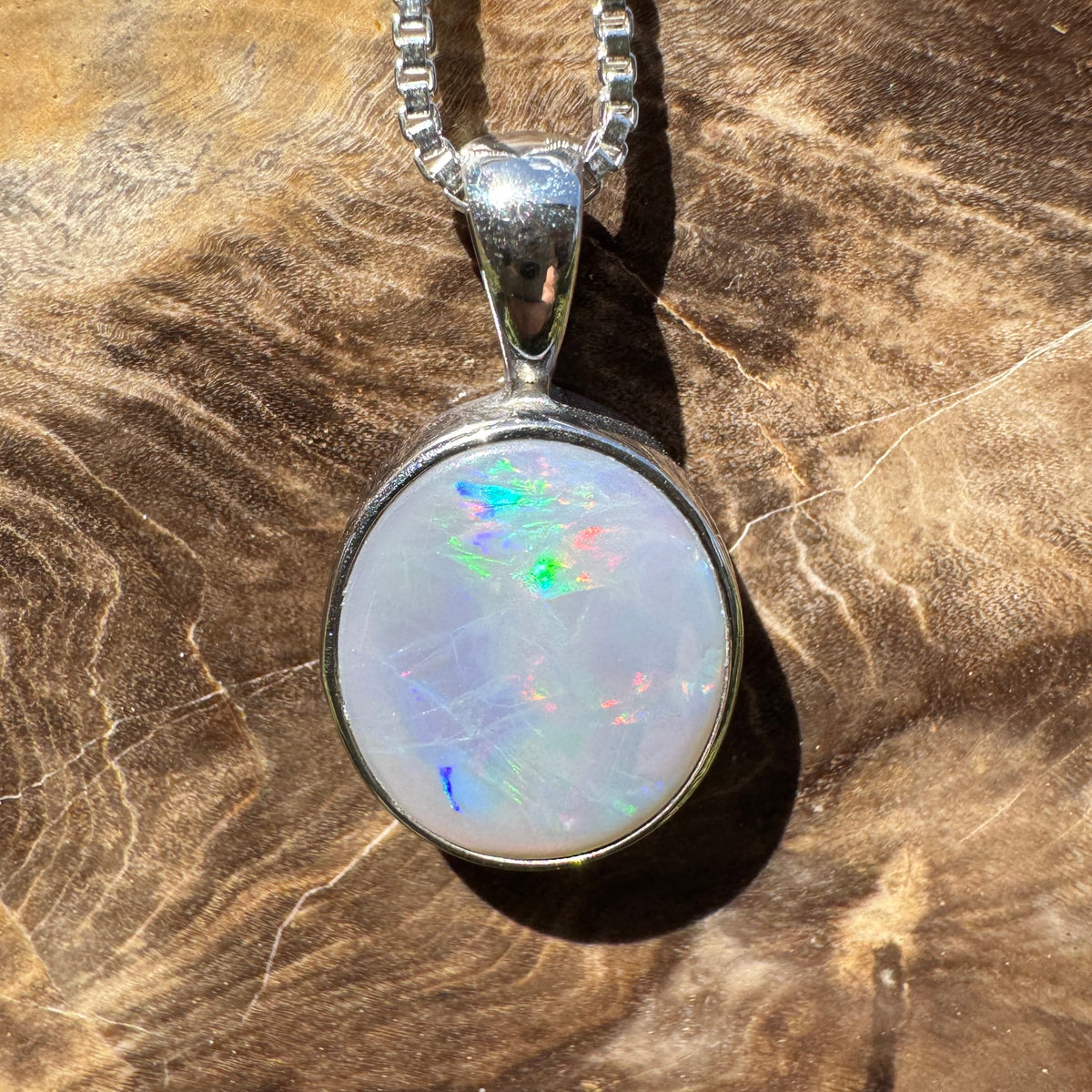 2.5ct Lightning Ridge Semi Black Opal Pendant Necklace ~ 'Angledool Ember' | 925 Sterling Silver | Solid Australian Opal