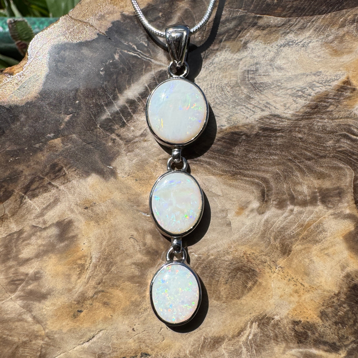 7.5ct Coober Pedy Opal Pendant Necklace ~ 'Karoonda Spectrum' | 925 Sterling Silver | Solid Australian Opal
