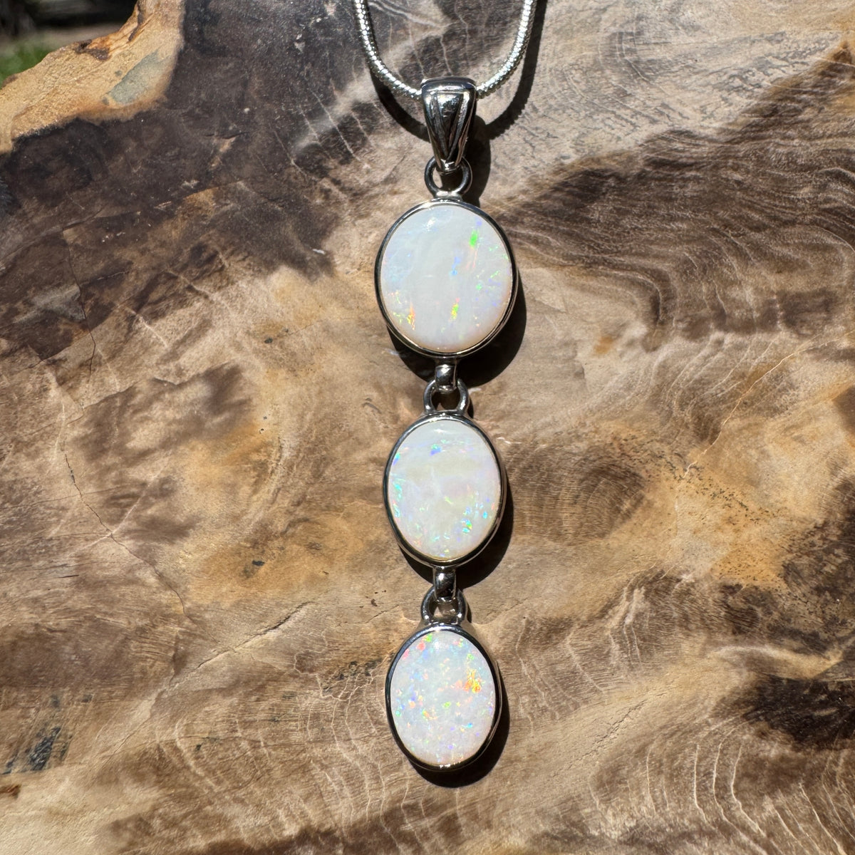 7.5ct Coober Pedy Opal Pendant Necklace ~ 'Karoonda Spectrum' | 925 Sterling Silver | Solid Australian Opal