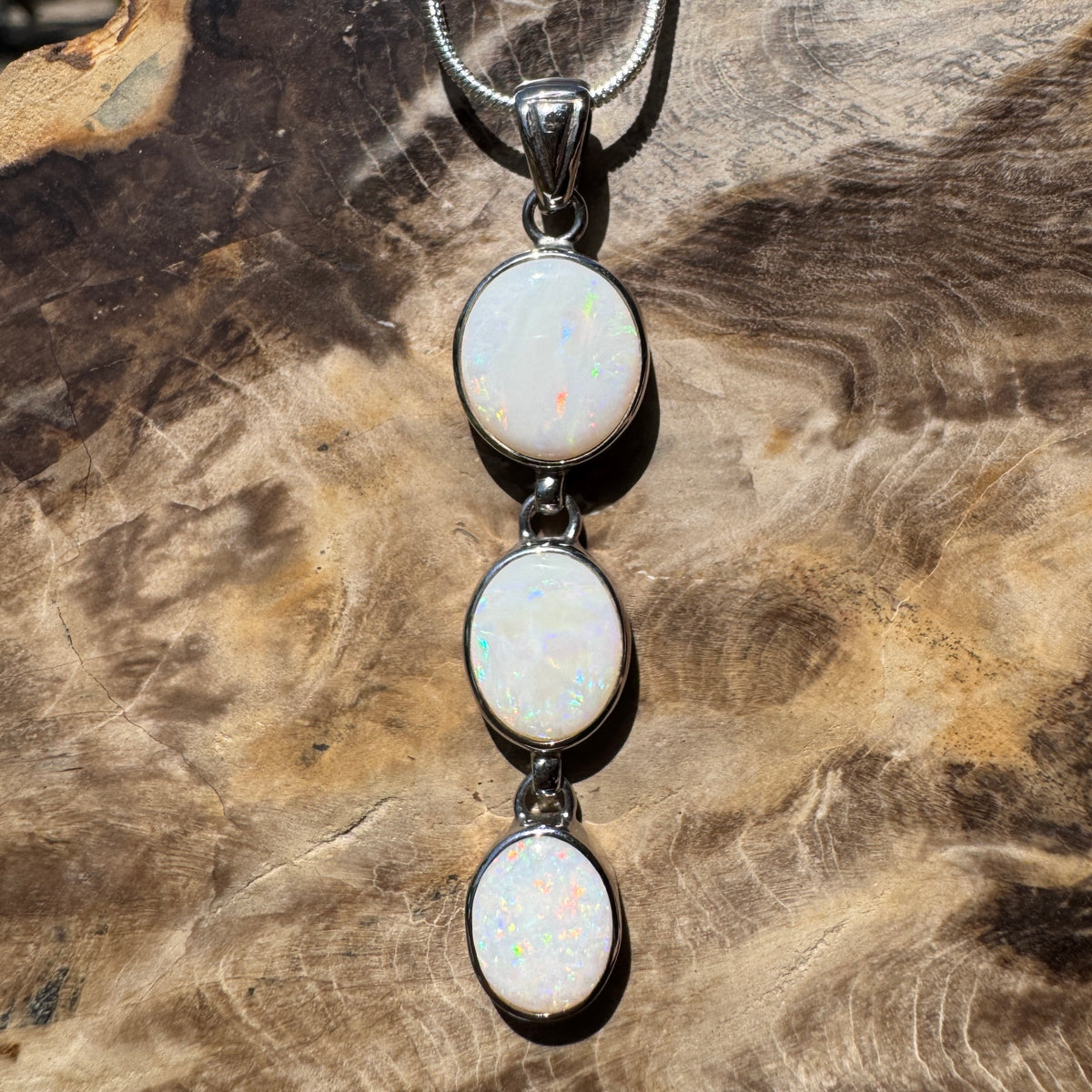 7.5ct Coober Pedy Opal Pendant Necklace ~ 'Karoonda Spectrum' | 925 Sterling Silver | Solid Australian Opal