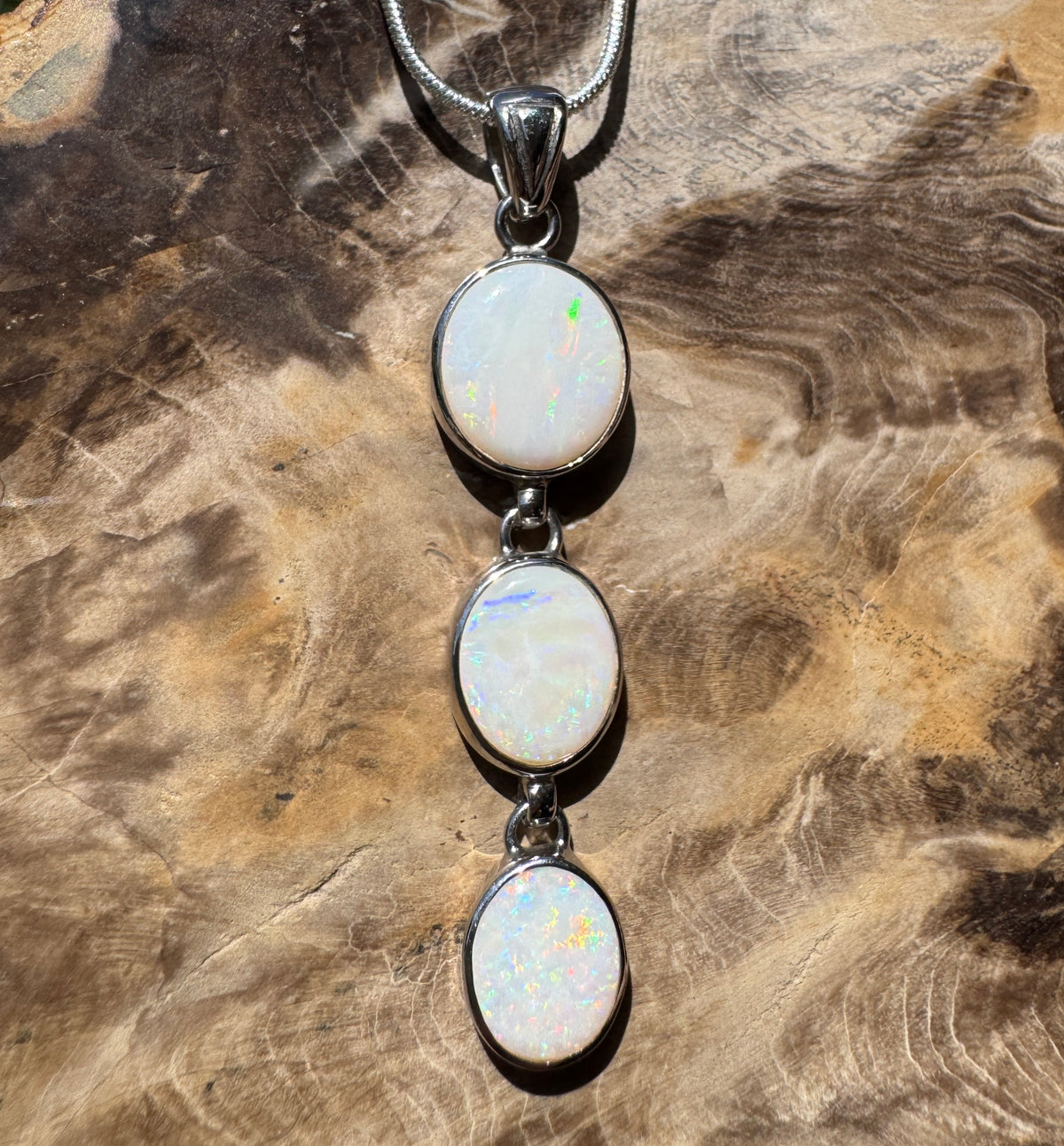 7.5ct Coober Pedy Opal Pendant Necklace ~ 'Karoonda Spectrum' | 925 Sterling Silver | Solid Australian Opal