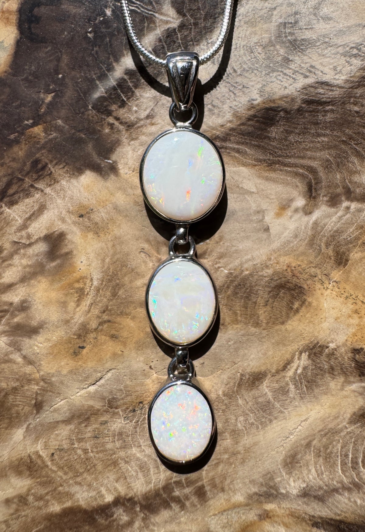 7.5ct Coober Pedy Opal Pendant Necklace ~ 'Karoonda Spectrum' | 925 Sterling Silver | Solid Australian Opal