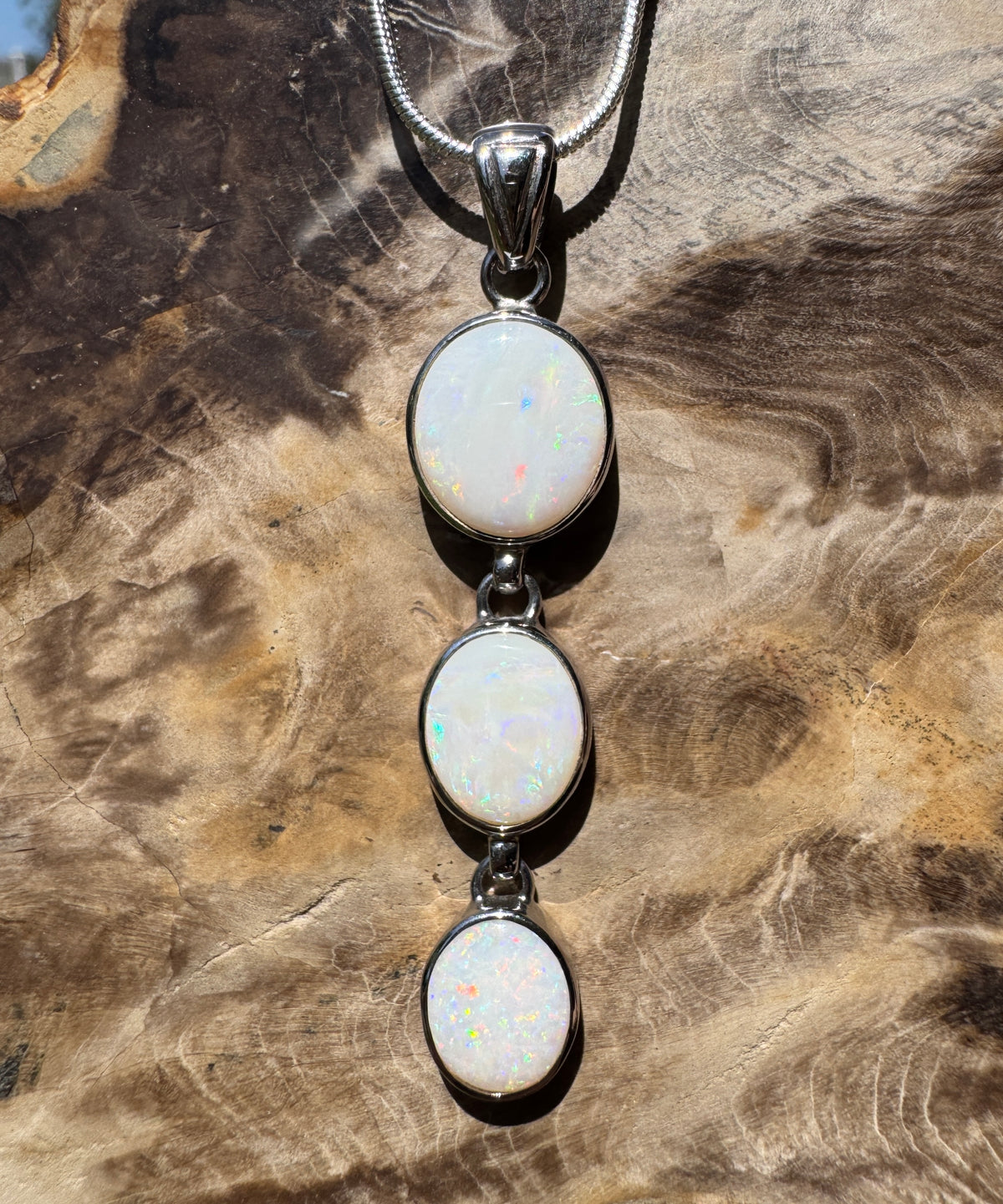 7.5ct Coober Pedy Opal Pendant Necklace ~ 'Karoonda Spectrum' | 925 Sterling Silver | Solid Australian Opal