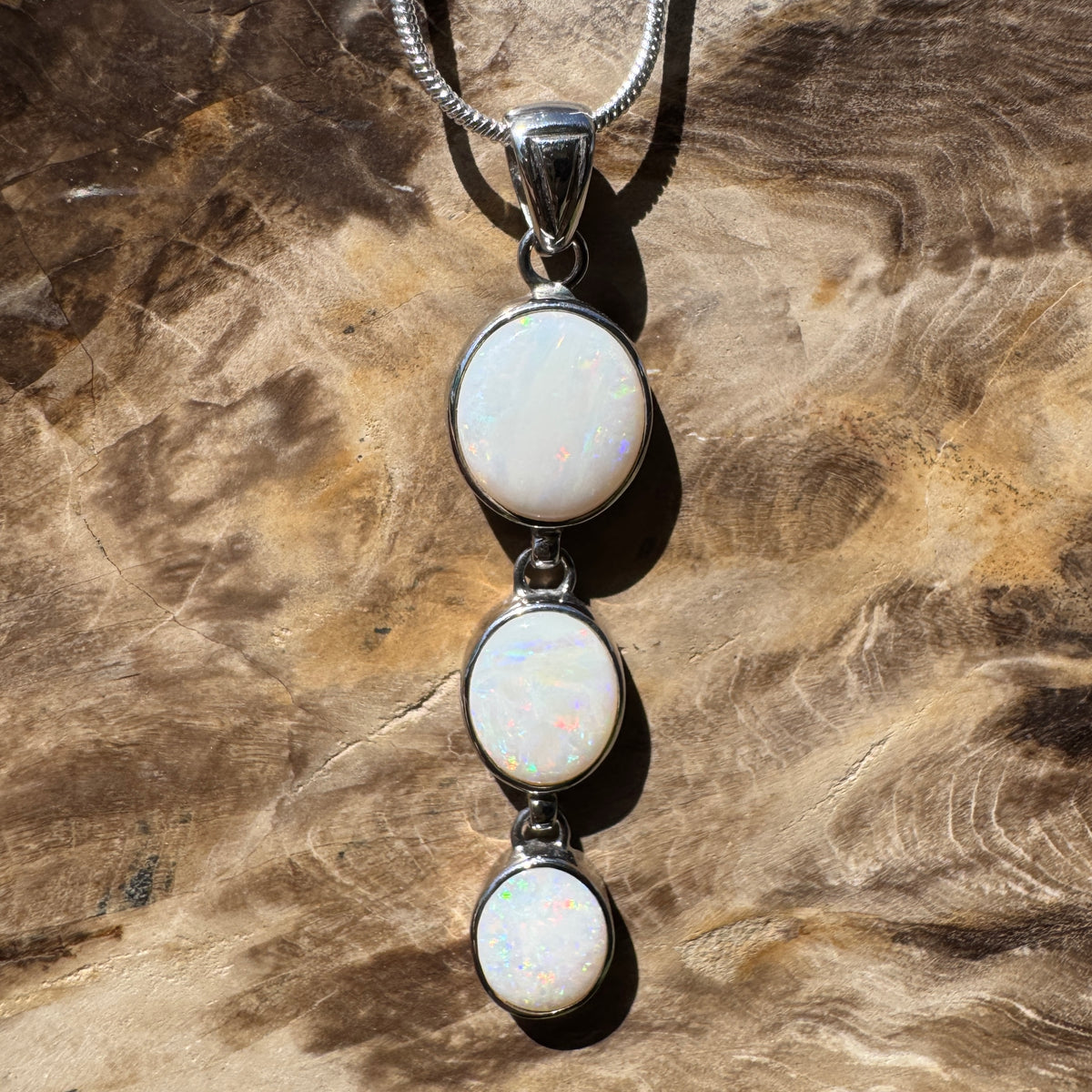7.5ct Coober Pedy Opal Pendant Necklace ~ 'Karoonda Spectrum' | 925 Sterling Silver | Solid Australian Opal