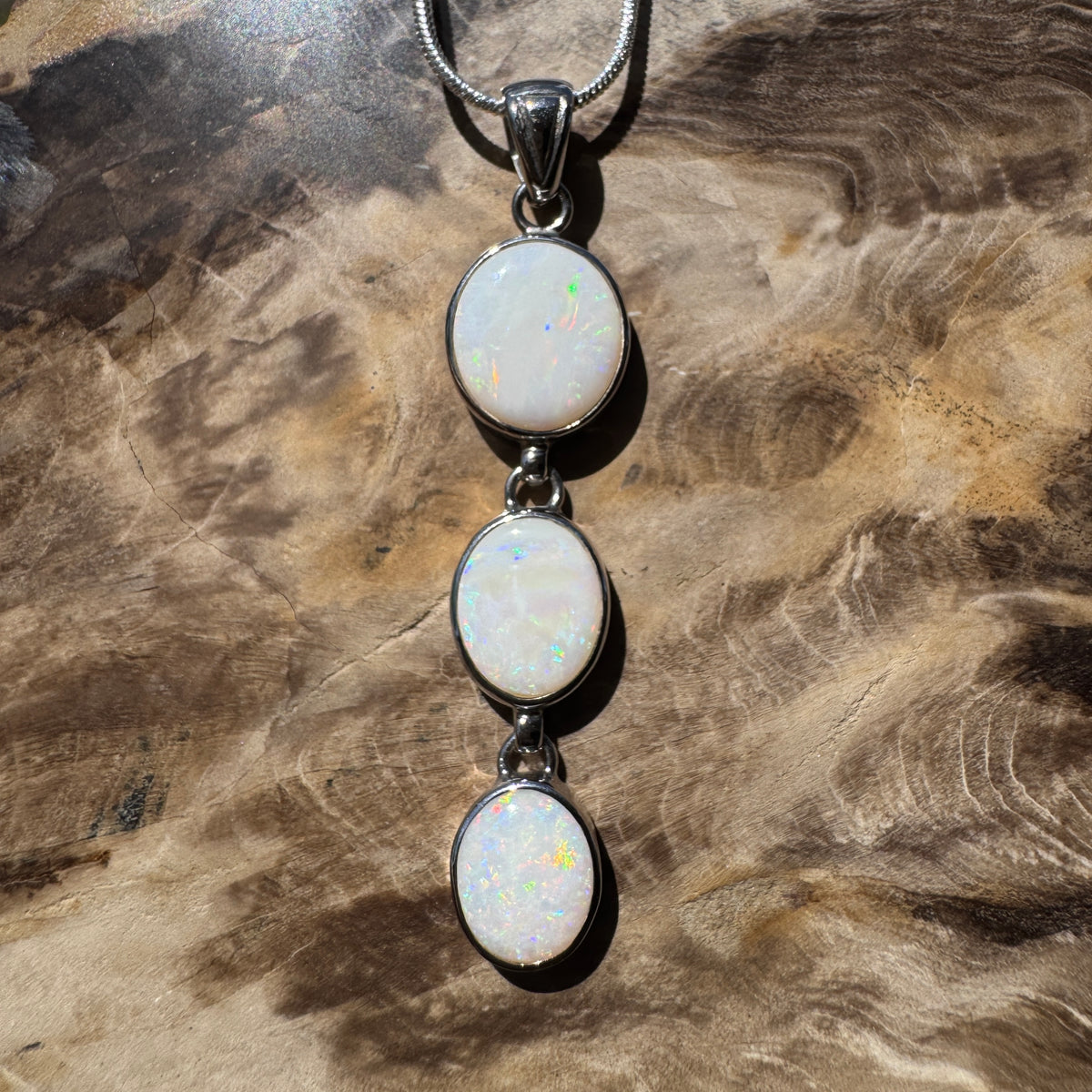 7.5ct Coober Pedy Opal Pendant Necklace ~ 'Karoonda Spectrum' | 925 Sterling Silver | Solid Australian Opal