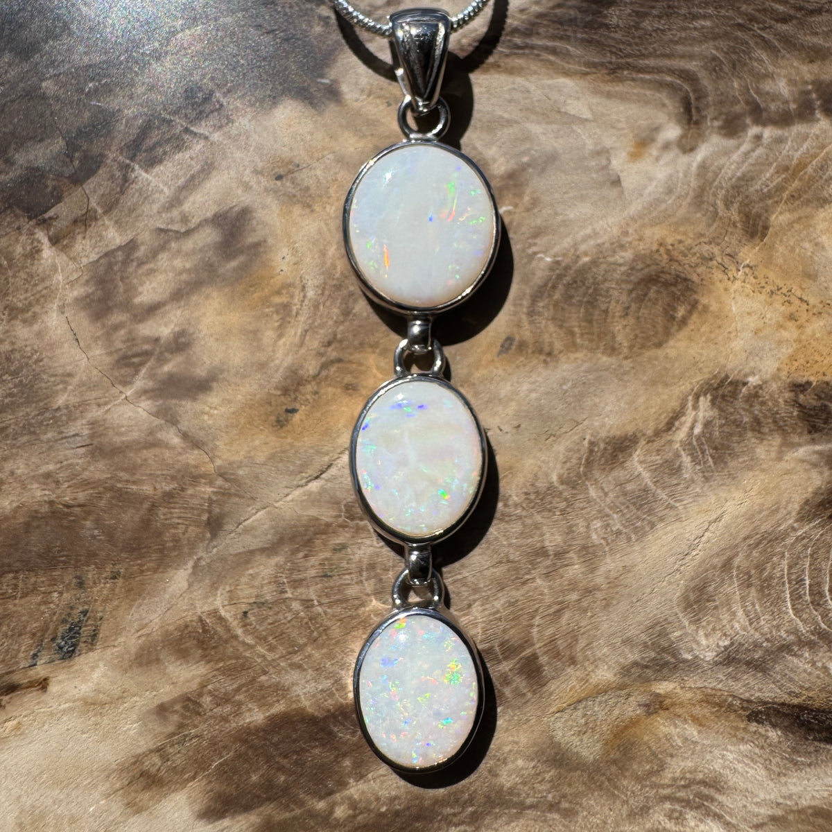 7.5ct Coober Pedy Opal Pendant Necklace ~ 'Karoonda Spectrum' | 925 Sterling Silver | Solid Australian Opal