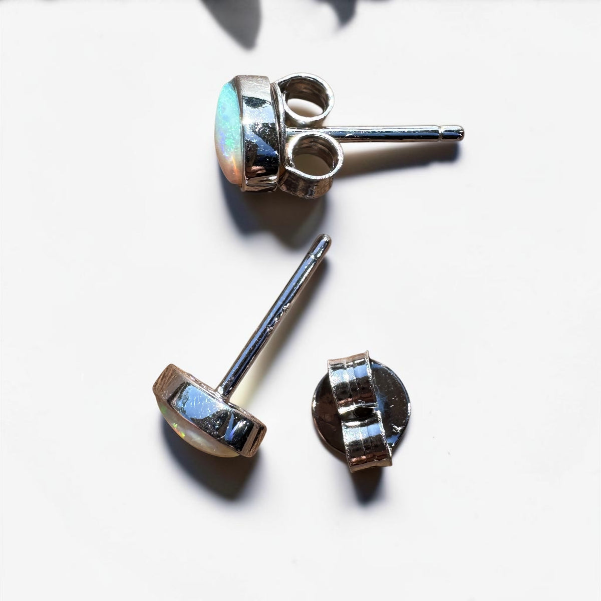 0.5ct Coober Pedy Opal Stud Earrings ~ 'Kadina Blue' | 925 Sterling Silver | Solid Australian Opal