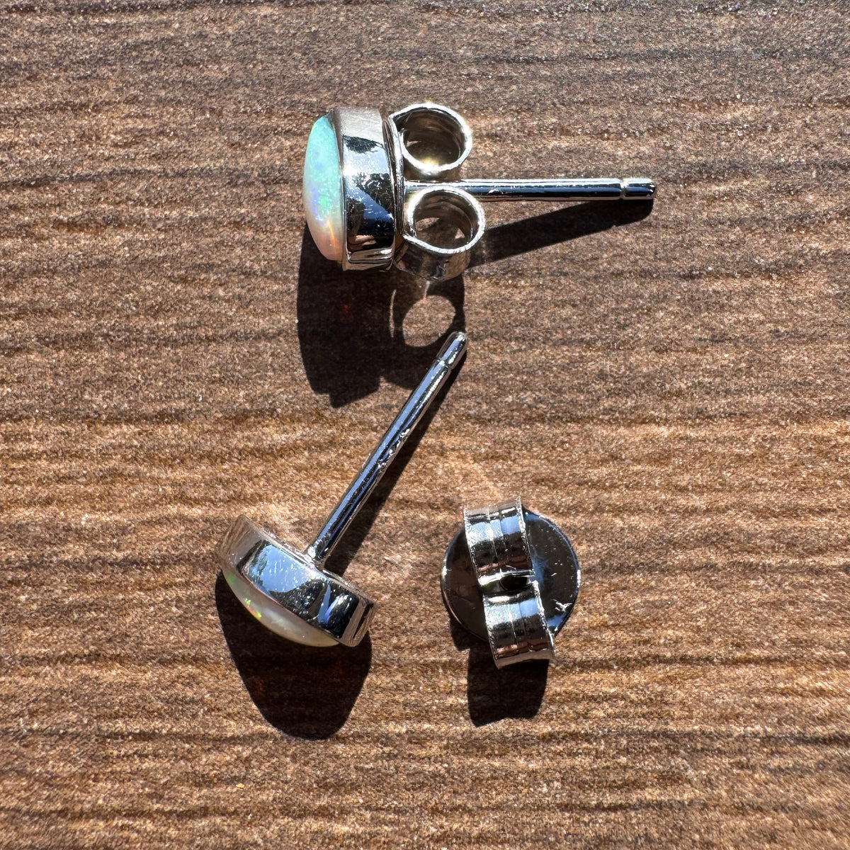 0.5ct Coober Pedy Opal Stud Earrings ~ 'Kadina Blue' | 925 Sterling Silver | Solid Australian Opal