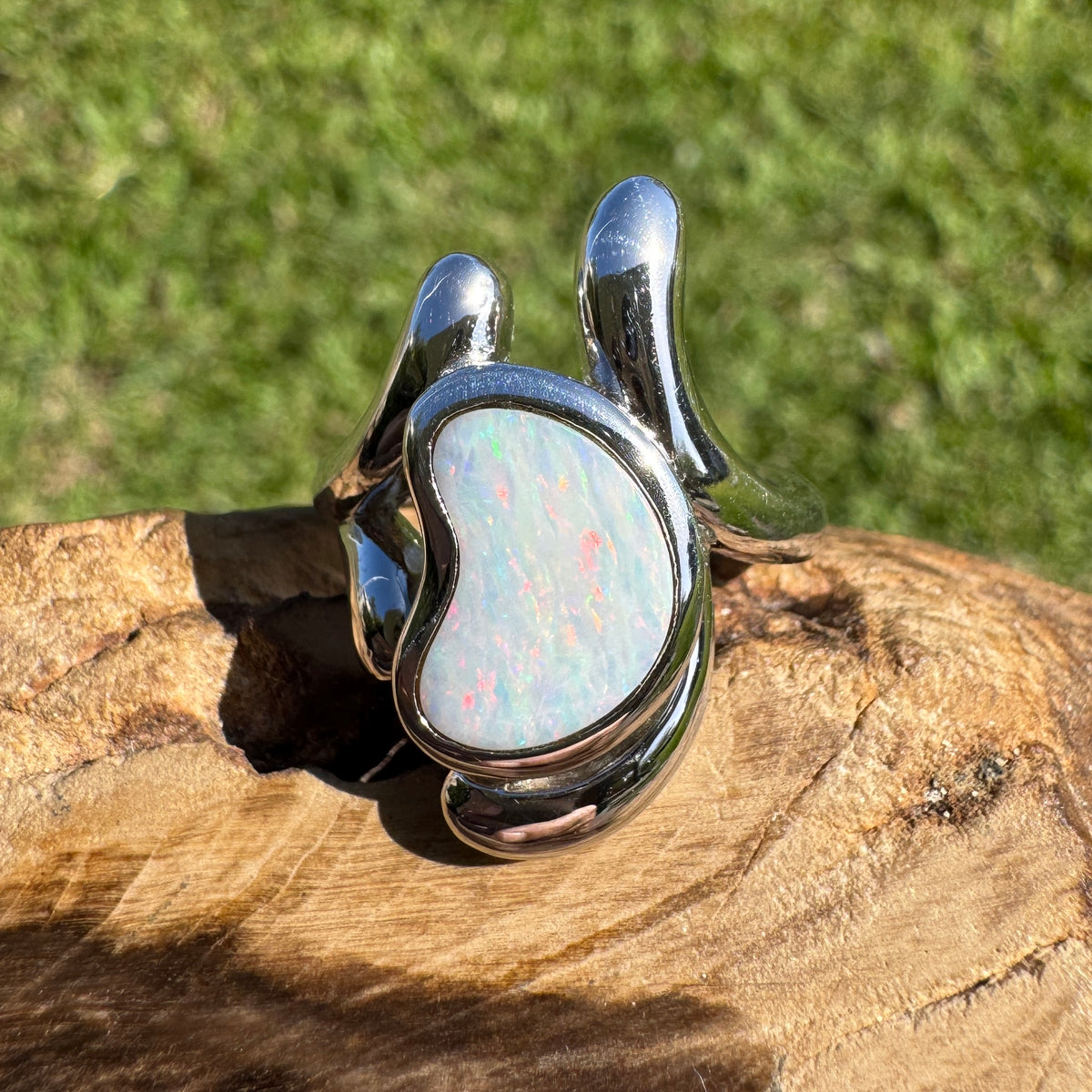 2ct Coober Pedy Opal Ring ~ 'Cloncurry Colour' | 925 Sterling Silver | Solid Australian Opal