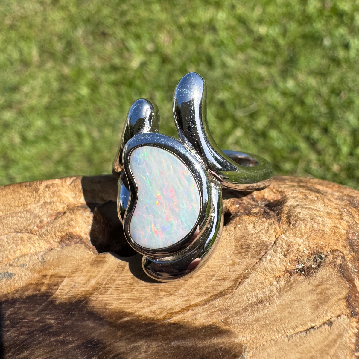 2ct Coober Pedy Opal Ring ~ 'Cloncurry Colour' | 925 Sterling Silver | Solid Australian Opal