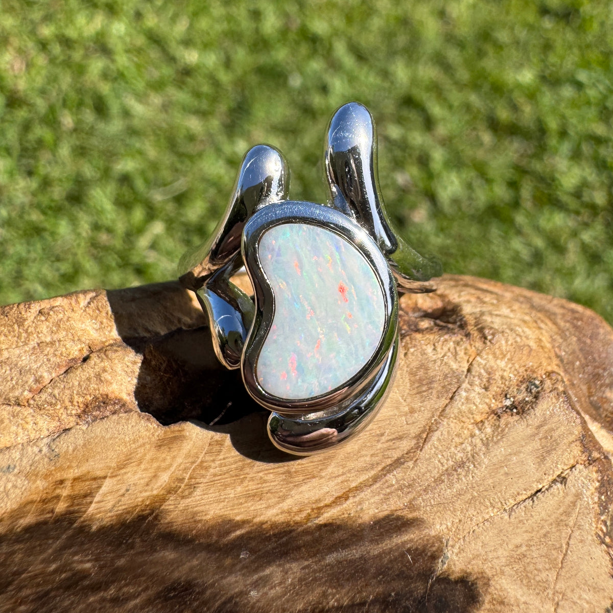 2ct Coober Pedy Opal Ring ~ 'Cloncurry Colour' | 925 Sterling Silver | Solid Australian Opal