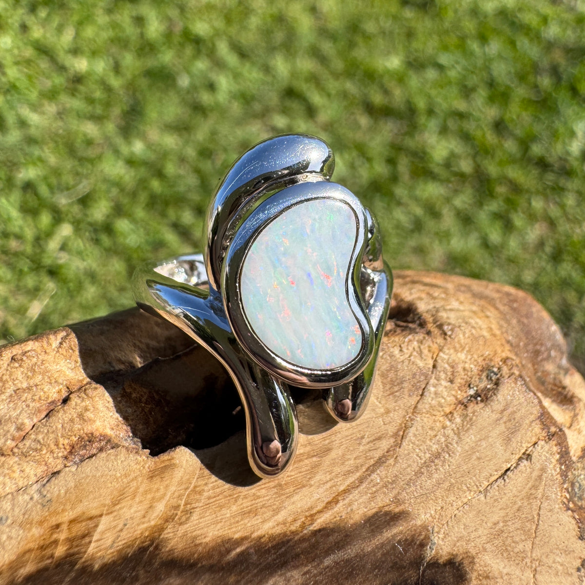 2ct Coober Pedy Opal Ring ~ 'Cloncurry Colour' | 925 Sterling Silver | Solid Australian Opal