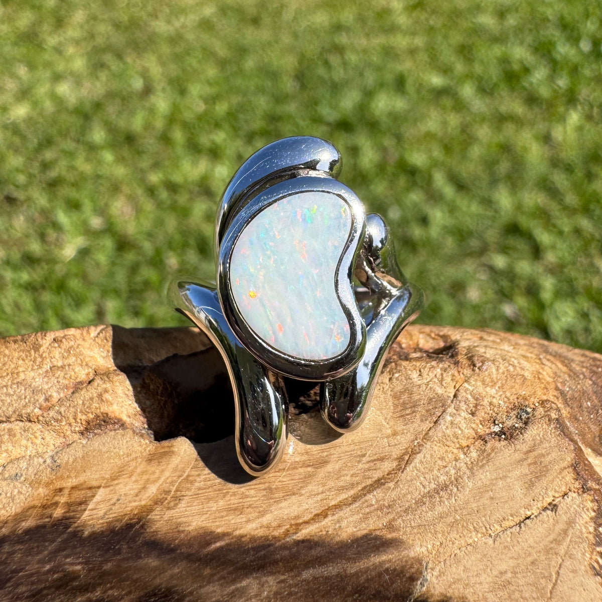 2ct Coober Pedy Opal Ring ~ 'Cloncurry Colour' | 925 Sterling Silver | Solid Australian Opal