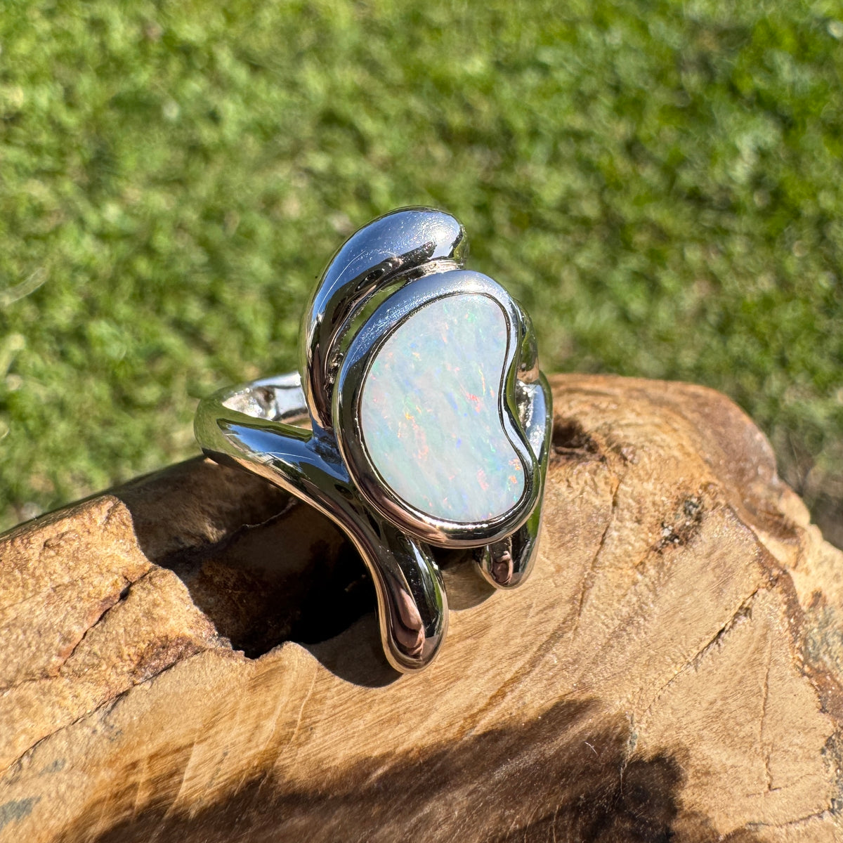 2ct Coober Pedy Opal Ring ~ 'Cloncurry Colour' | 925 Sterling Silver | Solid Australian Opal