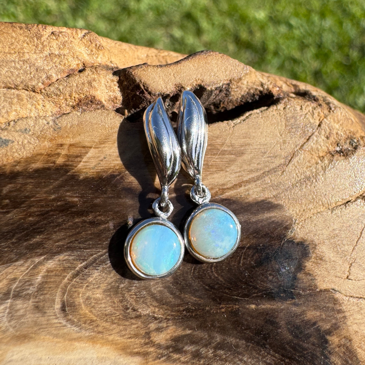 0.8ct Coober Pedy Opal Stud Drop Earrings ~ 'Moonta Drops' | 925 Sterling Silver | Solid Australian Opal