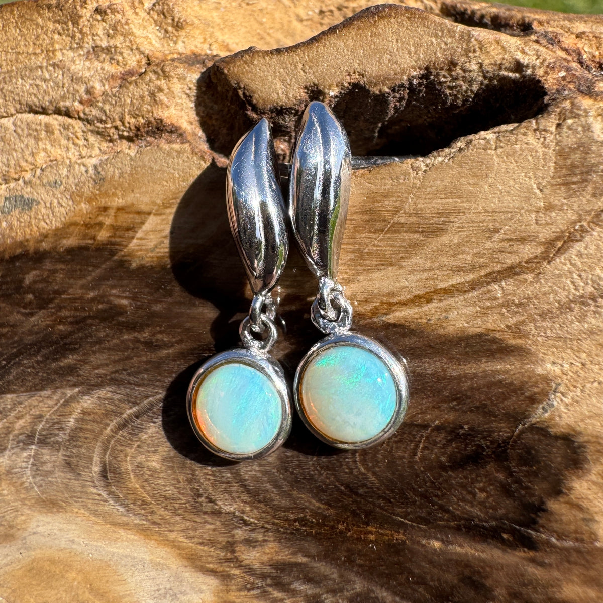 0.8ct Coober Pedy Opal Stud Drop Earrings ~ 'Moonta Drops' | 925 Sterling Silver | Solid Australian Opal