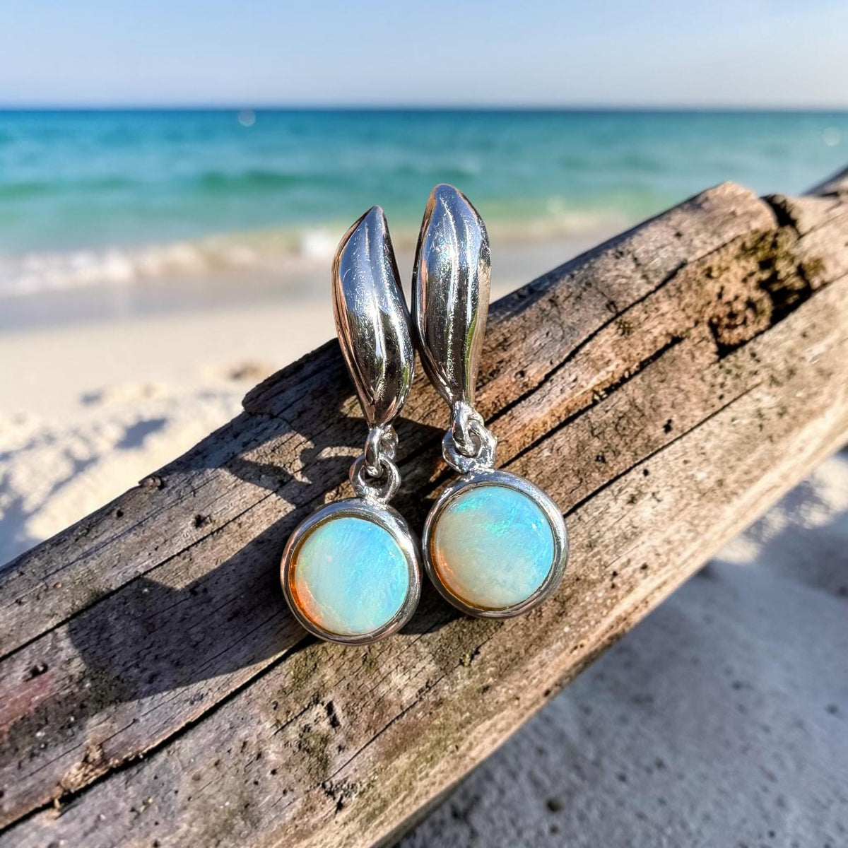 0.8ct Coober Pedy Opal Stud Drop Earrings ~ 'Moonta Drops' | 925 Sterling Silver | Solid Australian Opal