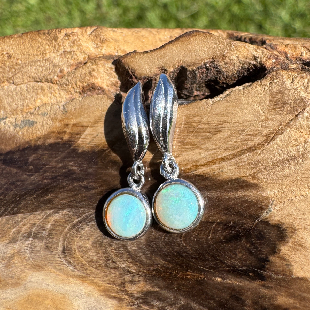 0.8ct Coober Pedy Opal Stud Drop Earrings ~ 'Moonta Drops' | 925 Sterling Silver | Solid Australian Opal