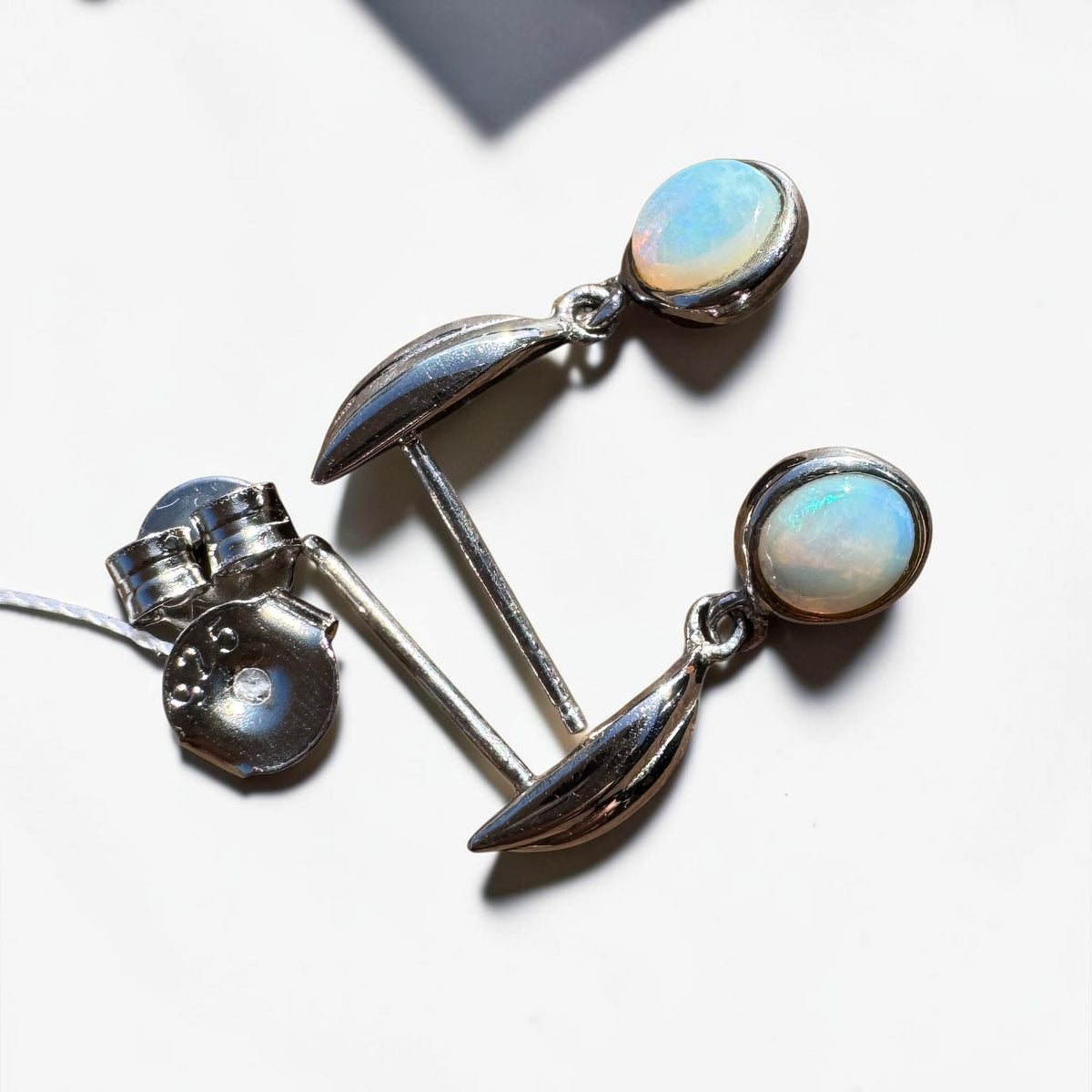 0.8ct Coober Pedy Opal Stud Drop Earrings ~ 'Moonta Drops' | 925 Sterling Silver | Solid Australian Opal