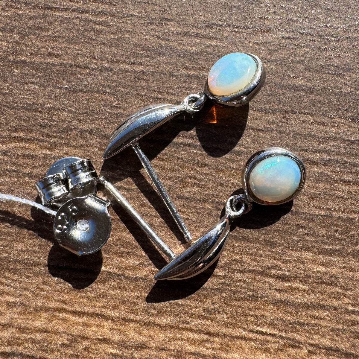 0.8ct Coober Pedy Opal Stud Drop Earrings ~ 'Moonta Drops' | 925 Sterling Silver | Solid Australian Opal