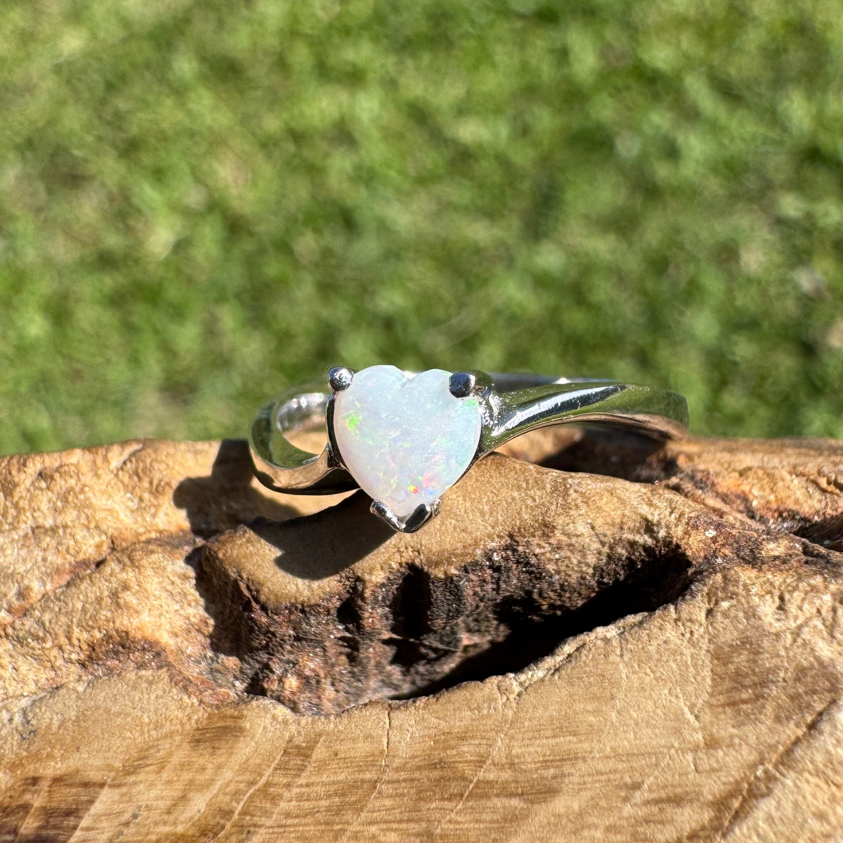 0.6ct Coober Pedy Opal Ring ~ 'Strahan Glow' | 925 Sterling Silver | Solid Australian Opal