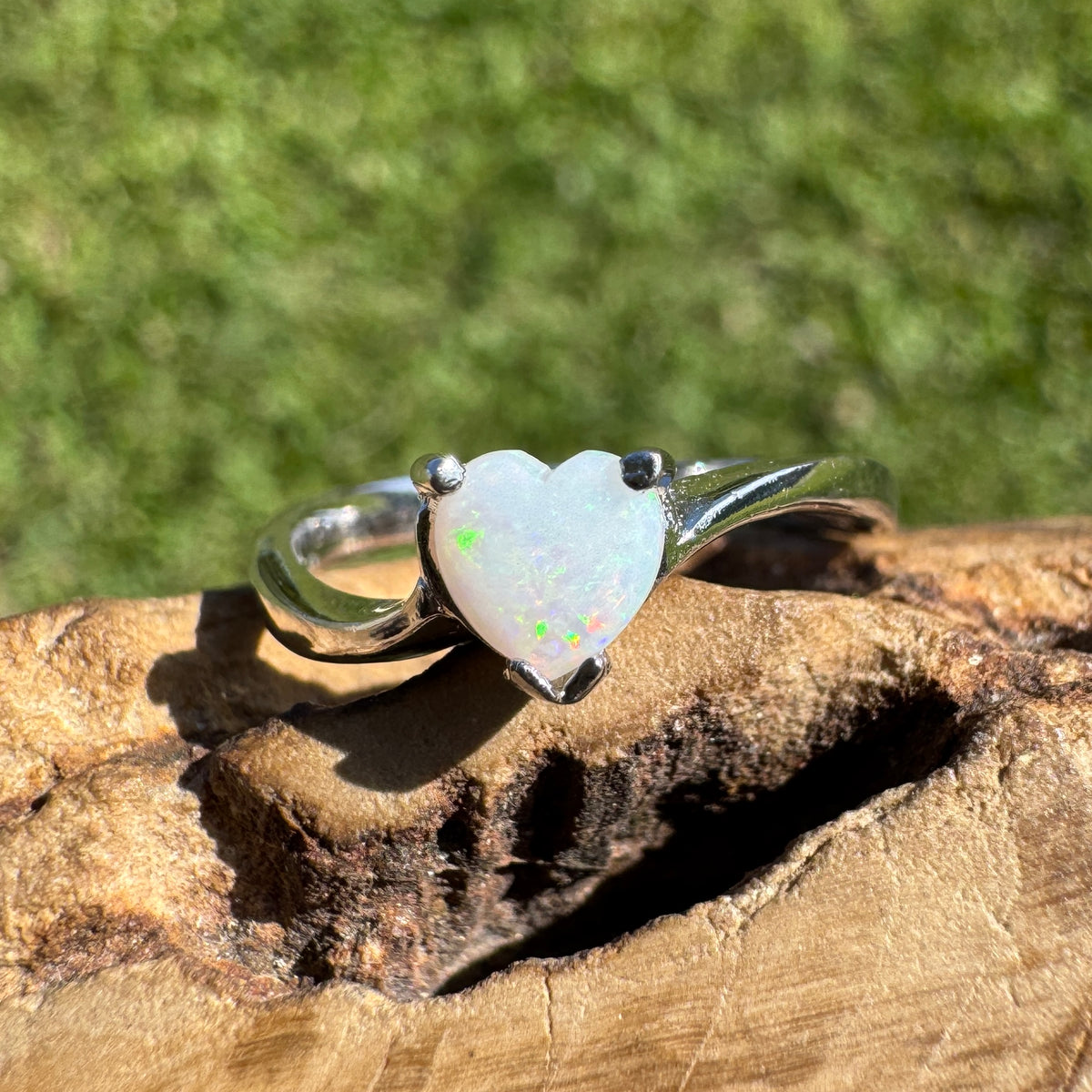 0.6ct Coober Pedy Opal Ring ~ 'Strahan Glow' | 925 Sterling Silver | Solid Australian Opal