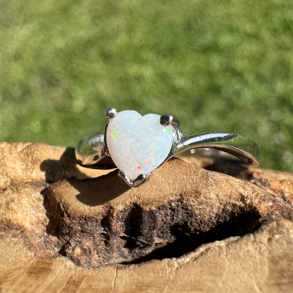 0.6ct Coober Pedy Opal Ring ~ 'Strahan Glow' | 925 Sterling Silver | Solid Australian Opal