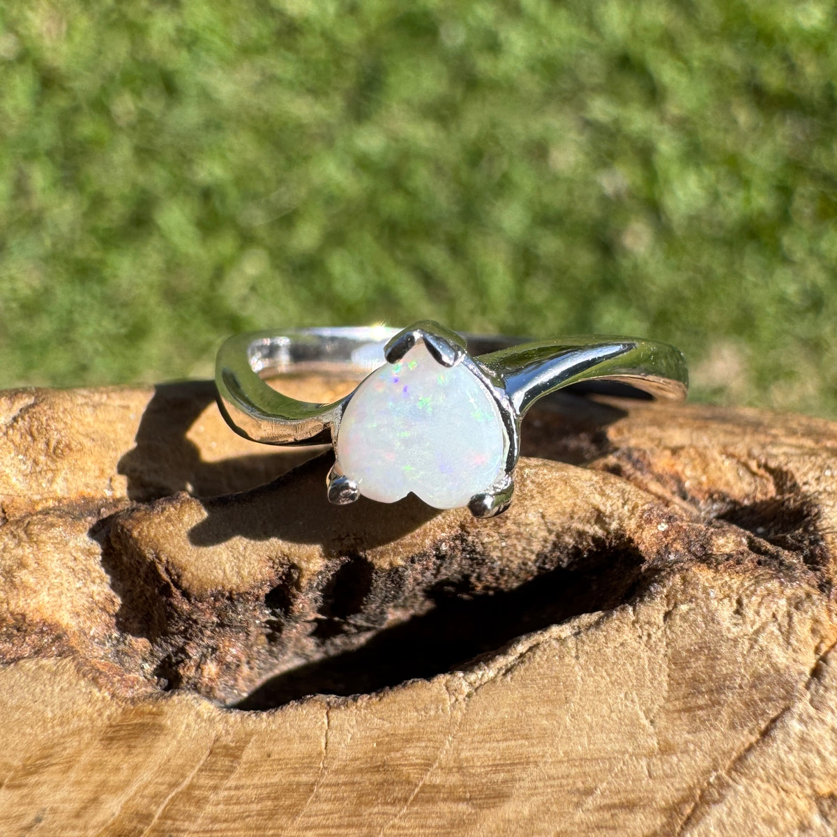 0.6ct Coober Pedy Opal Ring ~ 'Strahan Glow' | 925 Sterling Silver | Solid Australian Opal