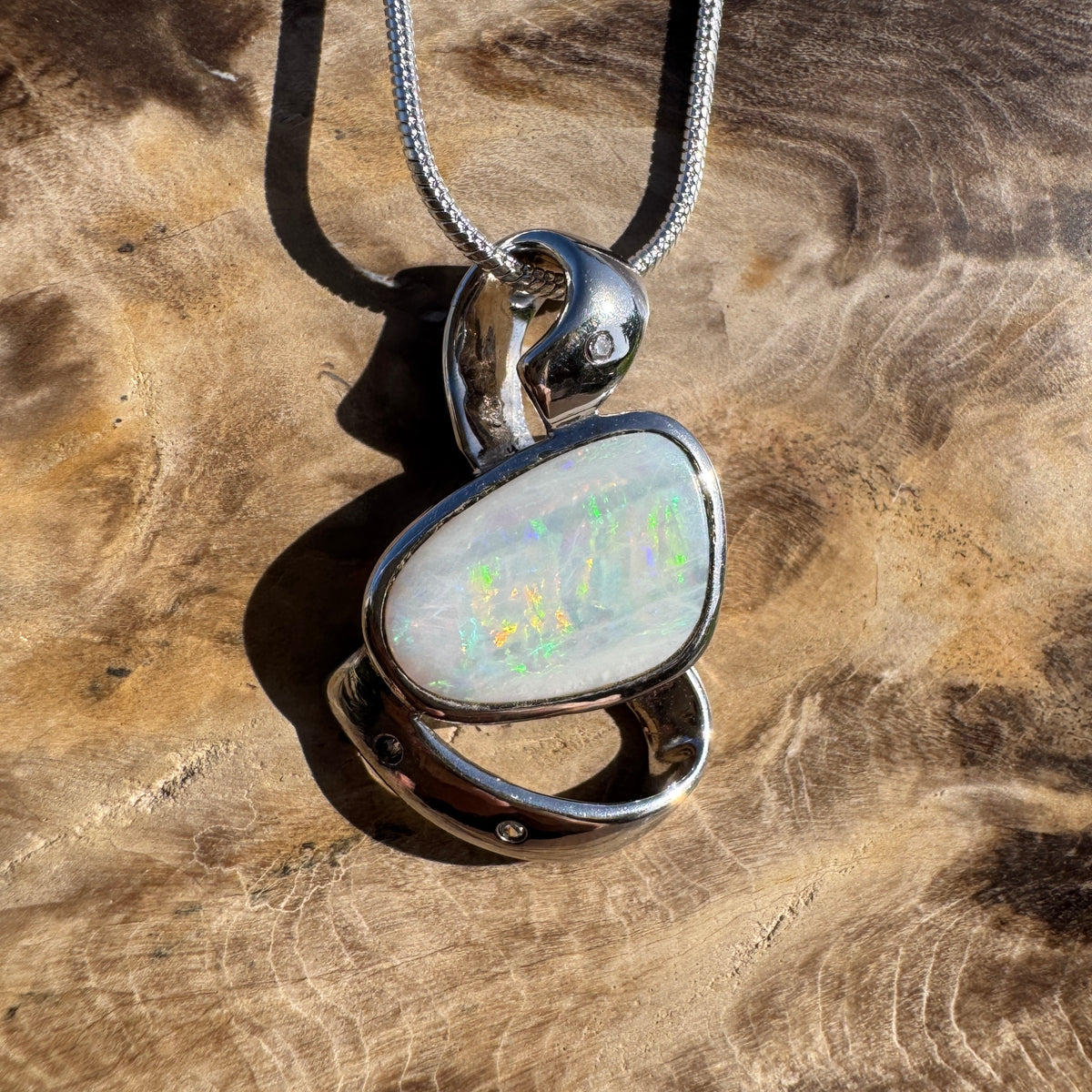 2.9ct Coober Pedy Opal Pendant Necklace ~ 'Cobargo Glow' | 925 Sterling Silver | Solid Australian Opal