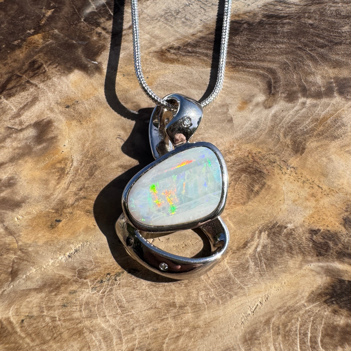2.9ct Coober Pedy Opal Pendant Necklace ~ 'Cobargo Glow' | 925 Sterling Silver | Solid Australian Opal