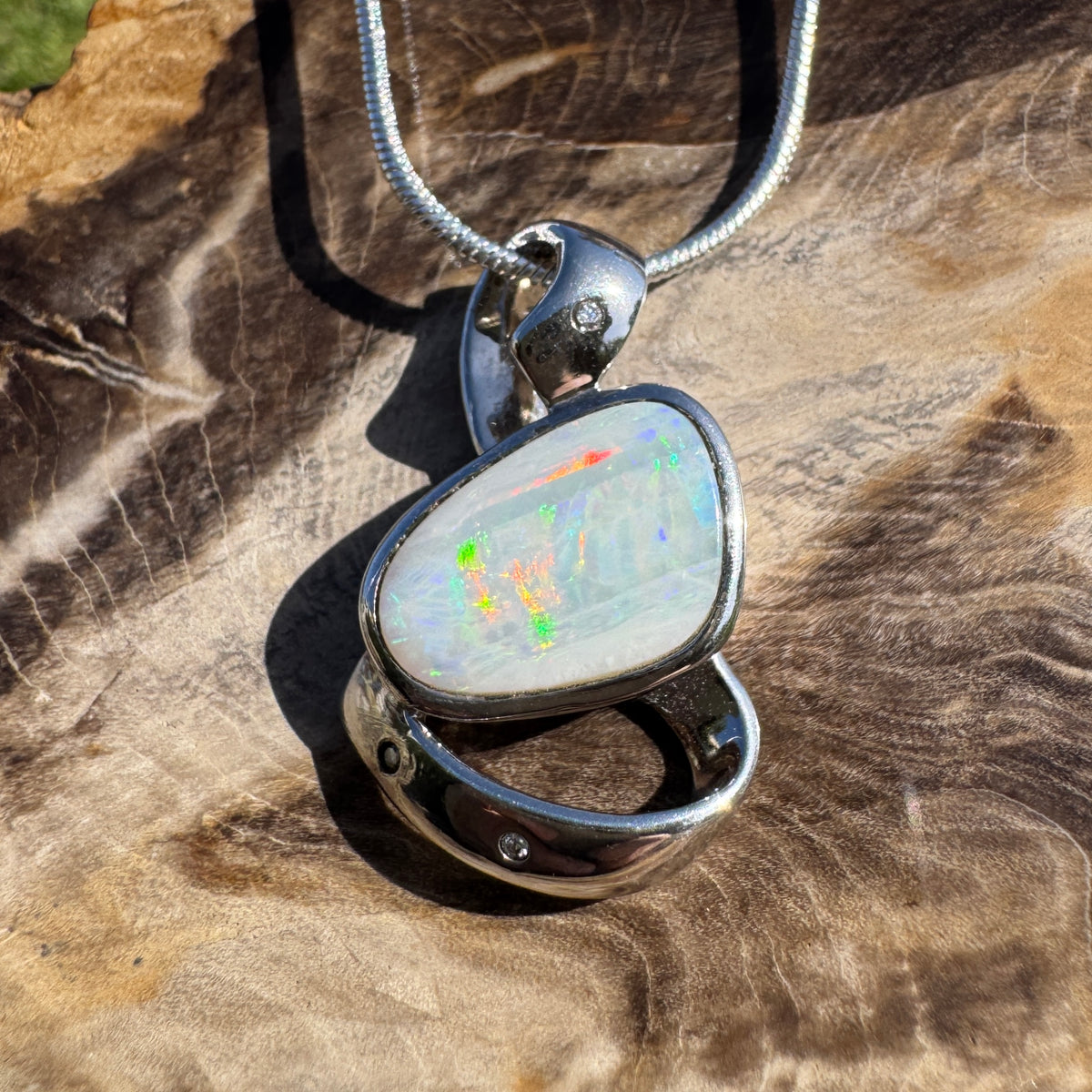 2.9ct Coober Pedy Opal Pendant Necklace ~ 'Cobargo Glow' | 925 Sterling Silver | Solid Australian Opal