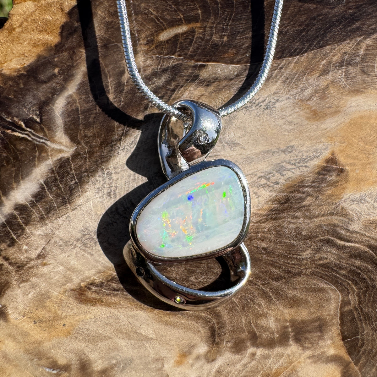 2.9ct Coober Pedy Opal Pendant Necklace ~ 'Cobargo Glow' | 925 Sterling Silver | Solid Australian Opal