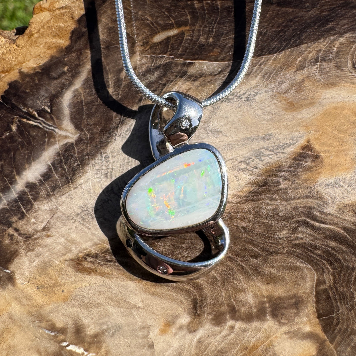 2.9ct Coober Pedy Opal Pendant Necklace ~ 'Cobargo Glow' | 925 Sterling Silver | Solid Australian Opal