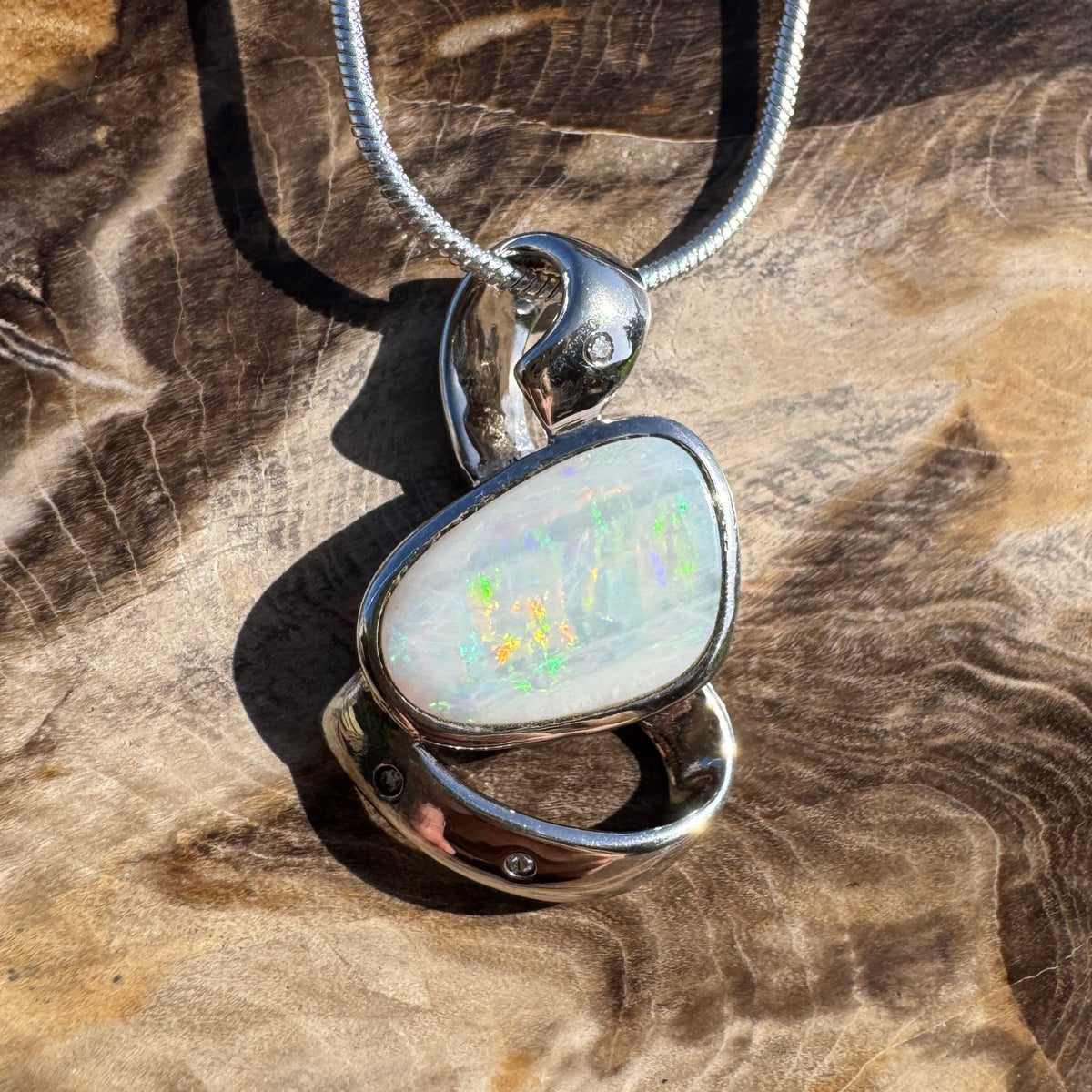 2.9ct Coober Pedy Opal Pendant Necklace ~ 'Cobargo Glow' | 925 Sterling Silver | Solid Australian Opal
