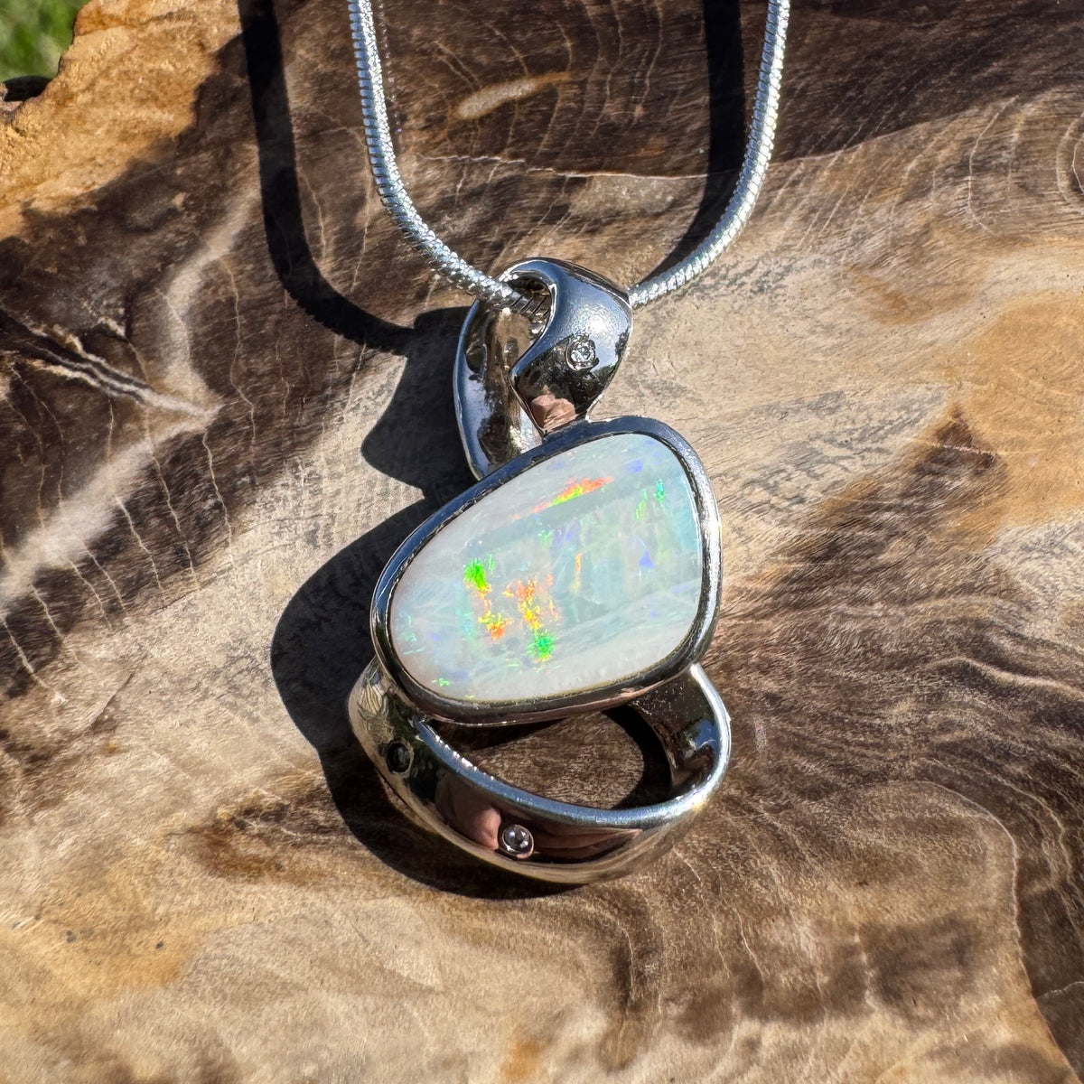 2.9ct Coober Pedy Opal Pendant Necklace ~ 'Cobargo Glow' | 925 Sterling Silver | Solid Australian Opal