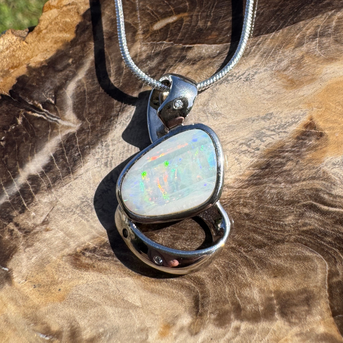 2.9ct Coober Pedy Opal Pendant Necklace ~ 'Cobargo Glow' | 925 Sterling Silver | Solid Australian Opal