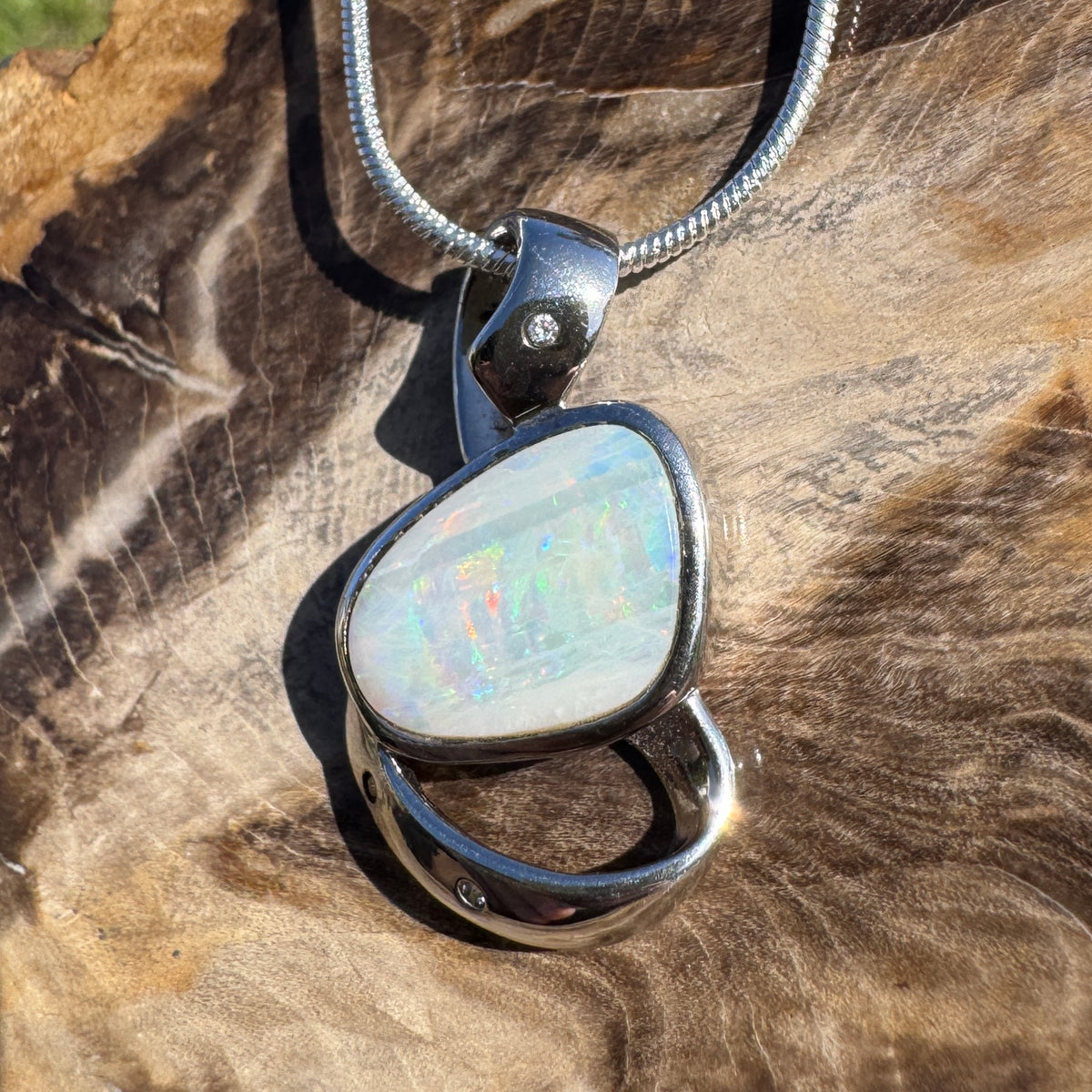 2.9ct Coober Pedy Opal Pendant Necklace ~ 'Cobargo Glow' | 925 Sterling Silver | Solid Australian Opal