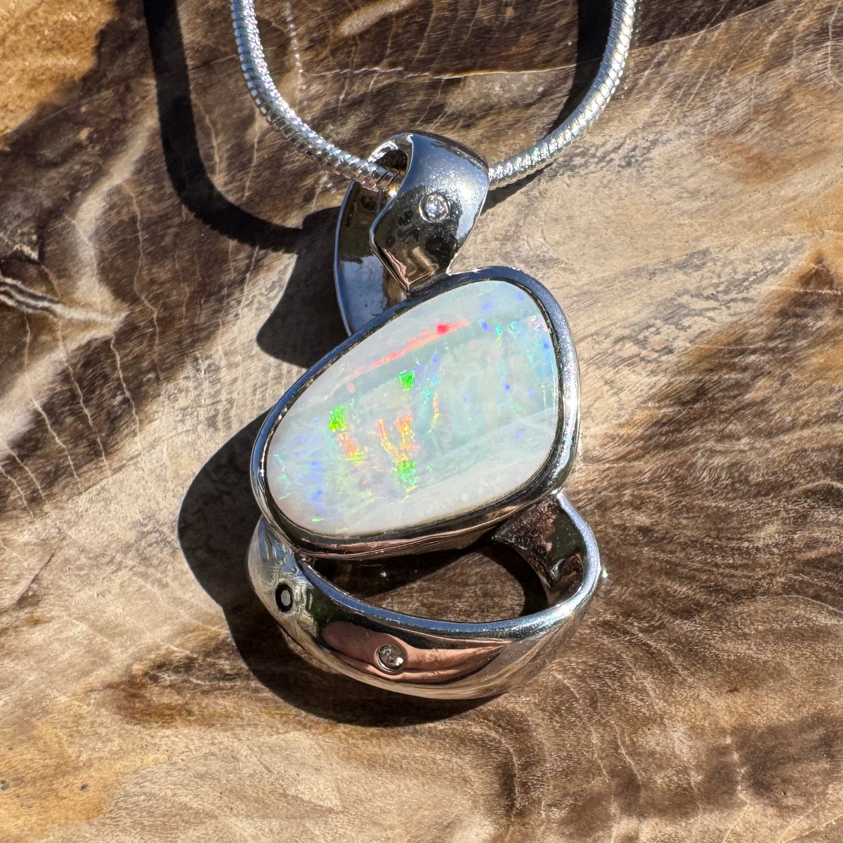 2.9ct Coober Pedy Opal Pendant Necklace ~ 'Cobargo Glow' | 925 Sterling Silver | Solid Australian Opal