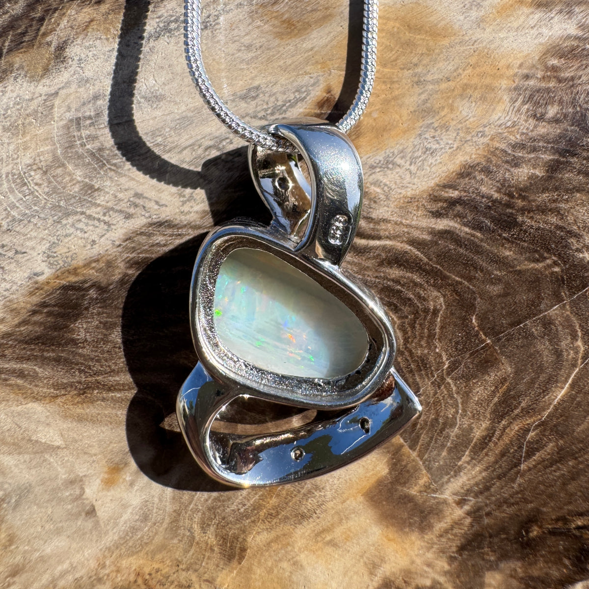 2.9ct Coober Pedy Opal Pendant Necklace ~ 'Cobargo Glow' | 925 Sterling Silver | Solid Australian Opal