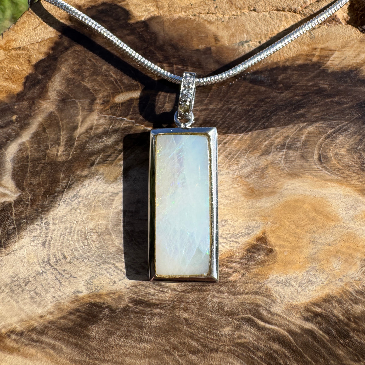 1.95ct Coober Pedy Opal Pendant Necklace ~ 'Boulia Blaze' | 925 Sterling Silver | Solid Australian Opal