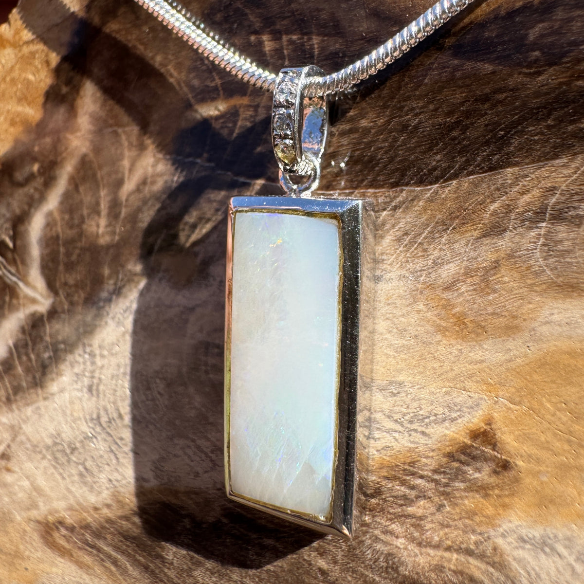 1.95ct Coober Pedy Opal Pendant Necklace ~ 'Boulia Blaze' | 925 Sterling Silver | Solid Australian Opal