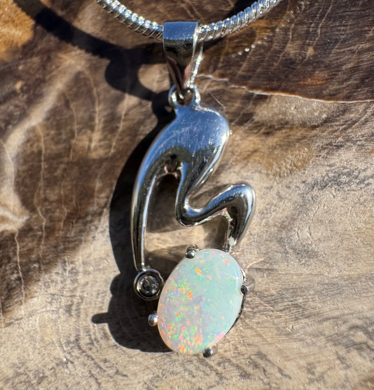 0.5ct Coober Pedy Opal Pendant Necklace ~ 'Thargomindah Glow' | 925 Sterling Silver | Solid Australian Opal