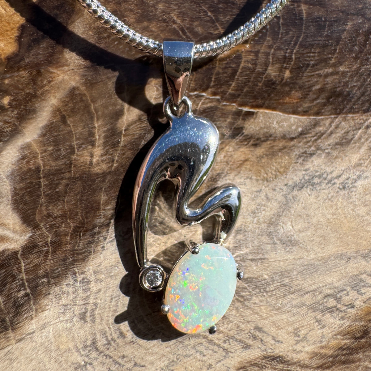 0.5ct Coober Pedy Opal Pendant Necklace ~ 'Thargomindah Glow' | 925 Sterling Silver | Solid Australian Opal