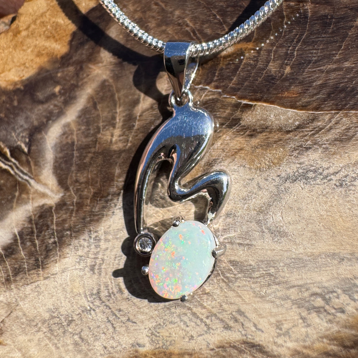 0.5ct Coober Pedy Opal Pendant Necklace ~ 'Thargomindah Glow' | 925 Sterling Silver | Solid Australian Opal