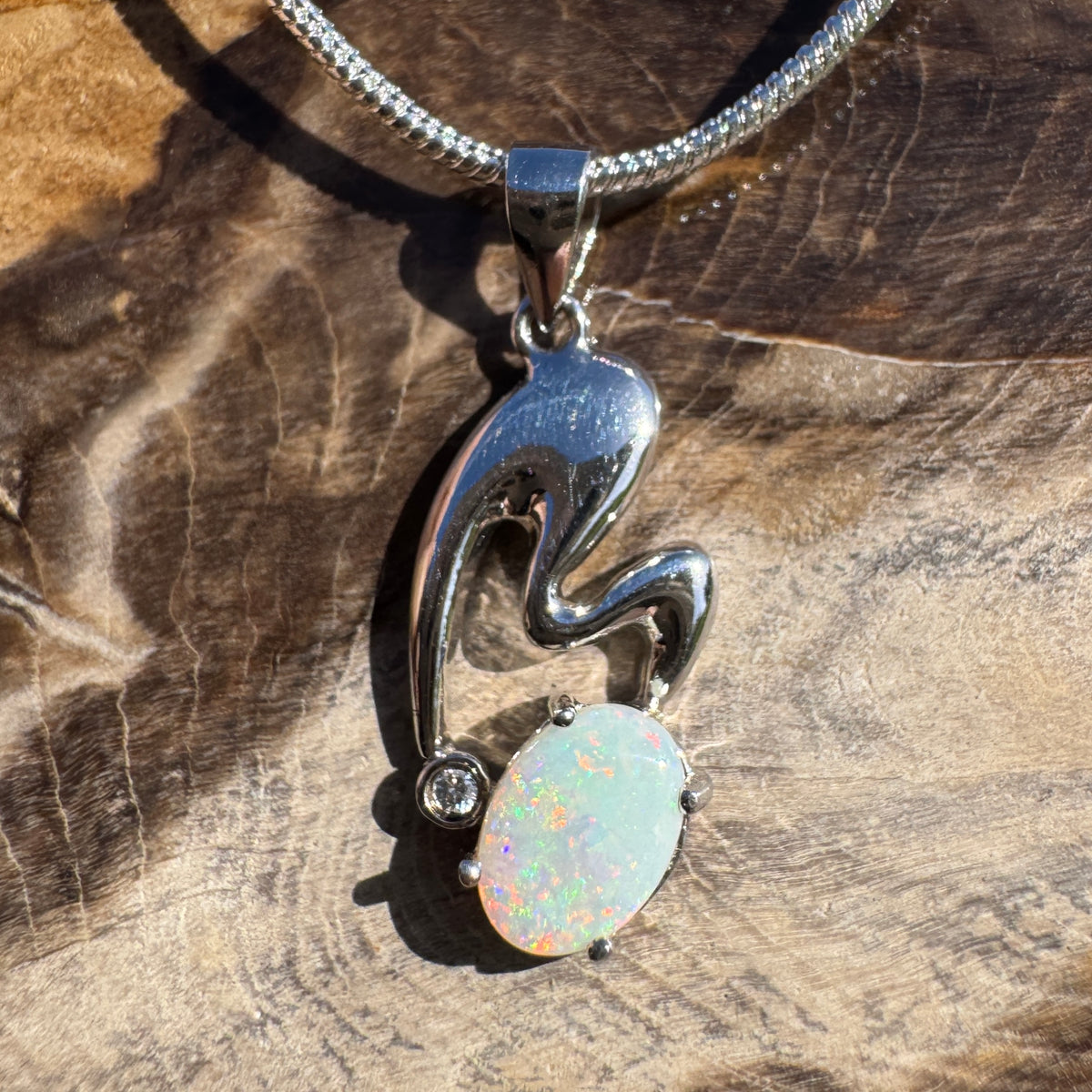 0.5ct Coober Pedy Opal Pendant Necklace ~ 'Thargomindah Glow' | 925 Sterling Silver | Solid Australian Opal
