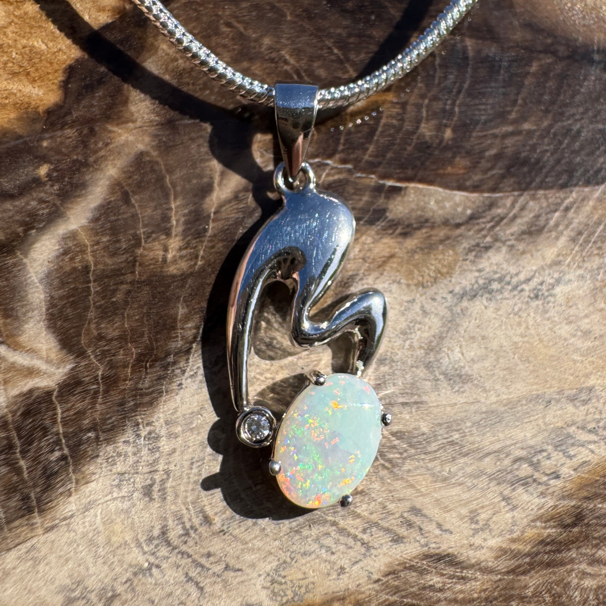 0.5ct Coober Pedy Opal Pendant Necklace ~ 'Thargomindah Glow' | 925 Sterling Silver | Solid Australian Opal